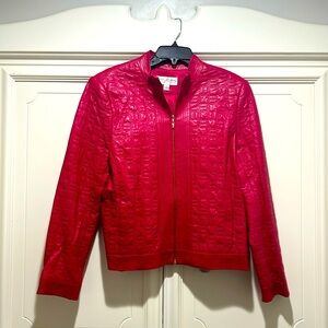 Magenta St. John’s leather biker jacket